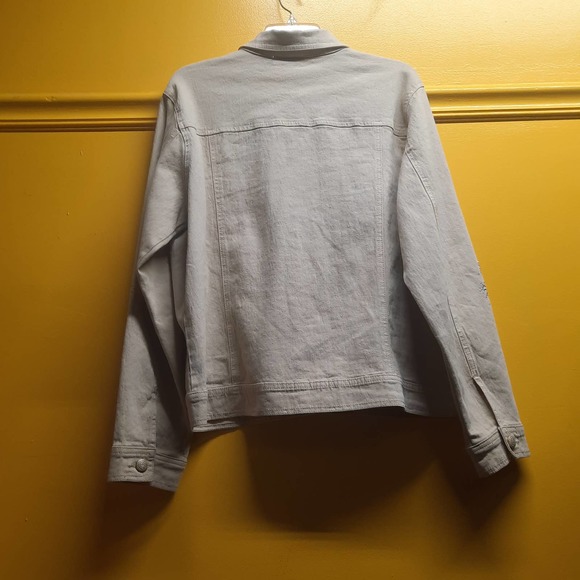 Diane Gillman Tan Boho Western embellished Denim Jacket  Large - Picture 2 of 6